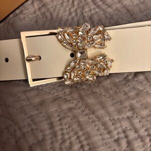 Kate Spade White Belt with Gold Embellishments